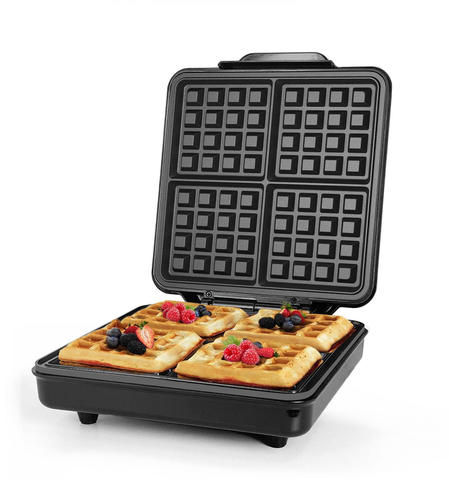 ミニ自動1200W 4枚焼きデュアルゾーンノンスティック環境 - Mini Waffle Maker Machine のレビューと価格