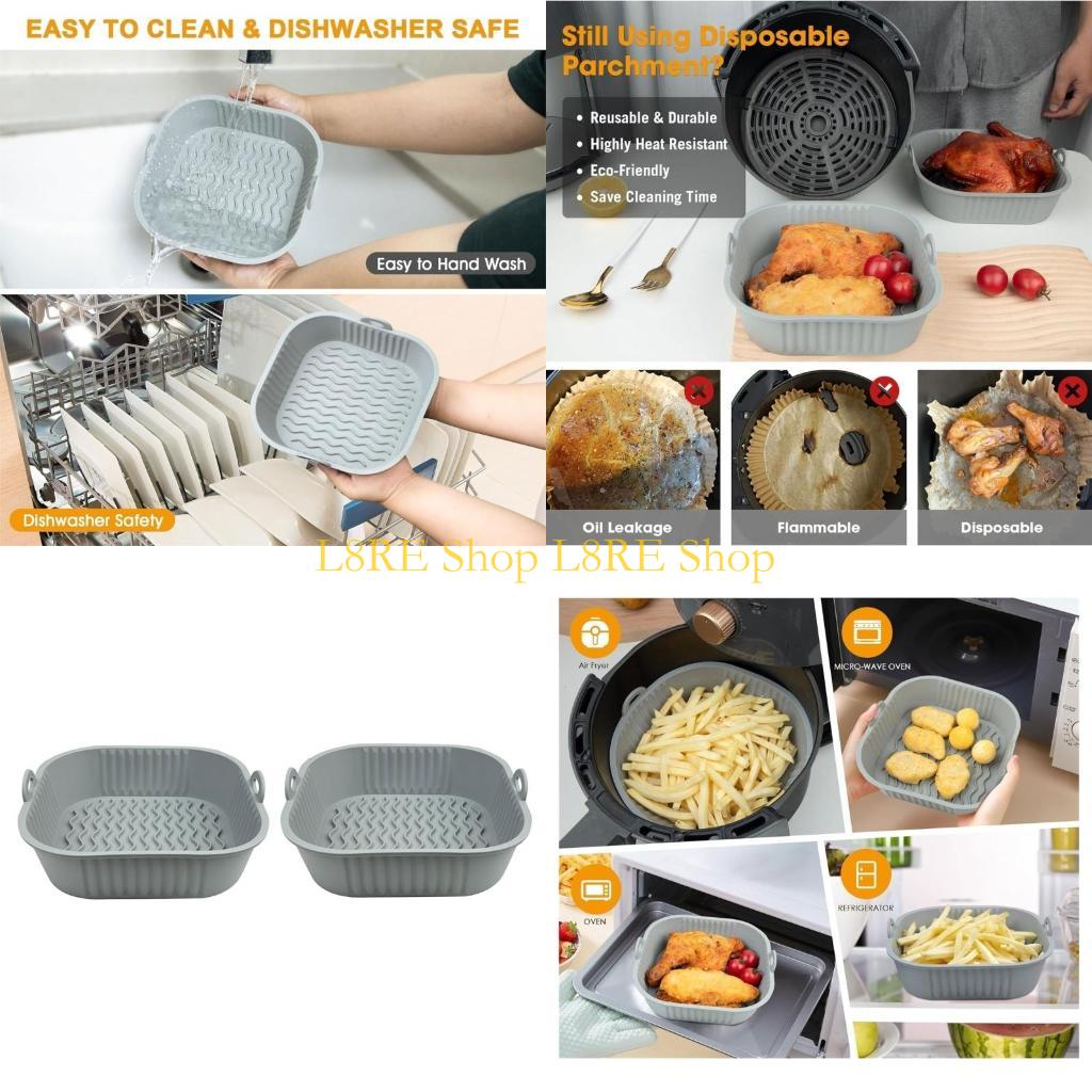 2つのシリコンポットライナーエアフライヤートレイシリコンエア - Air Fryer Silicone Pot Liner のレビューと価格