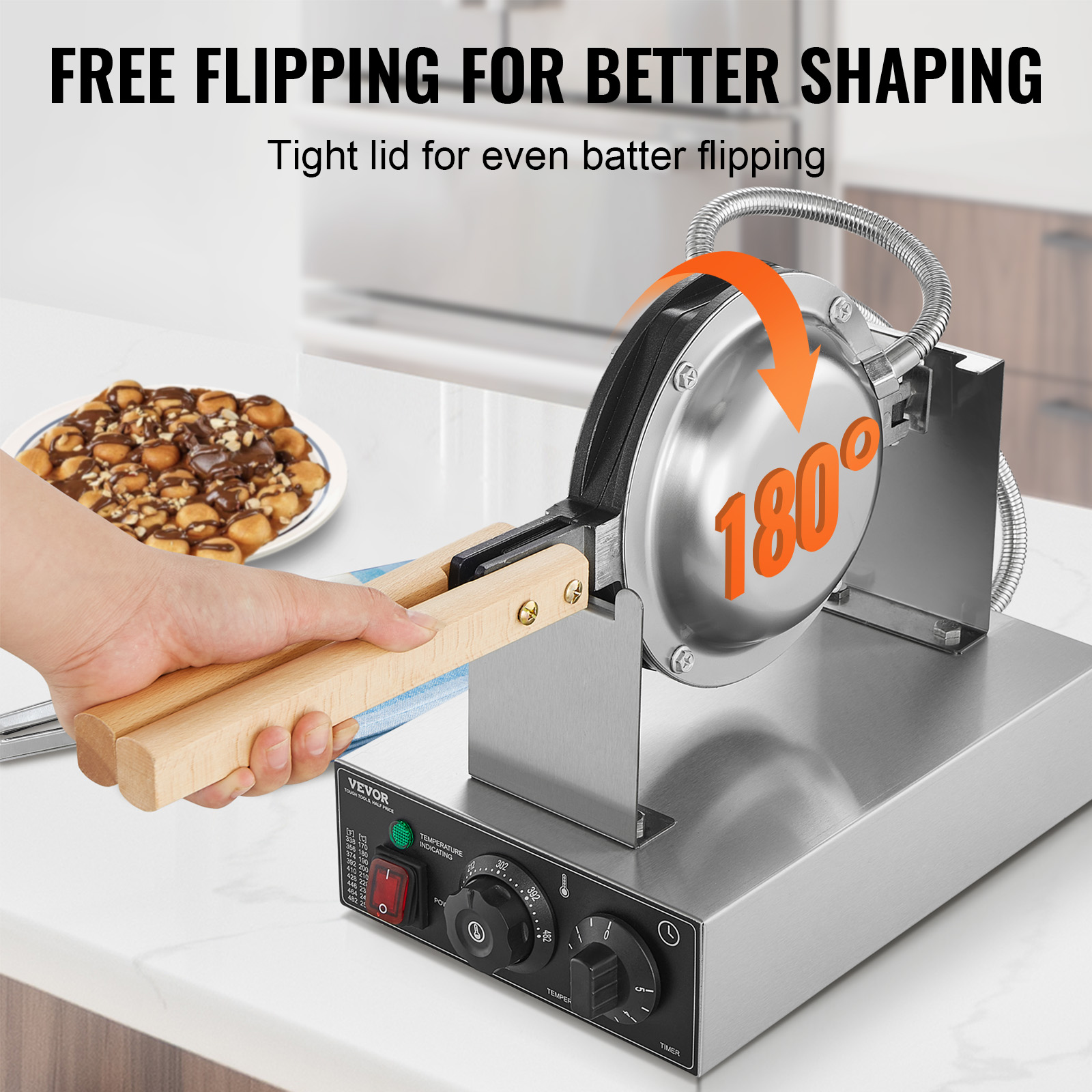 HomeWise 商用エッグバブルワッフルメーカー 1400 - Mini Waffle Maker Machine のレビューと価格