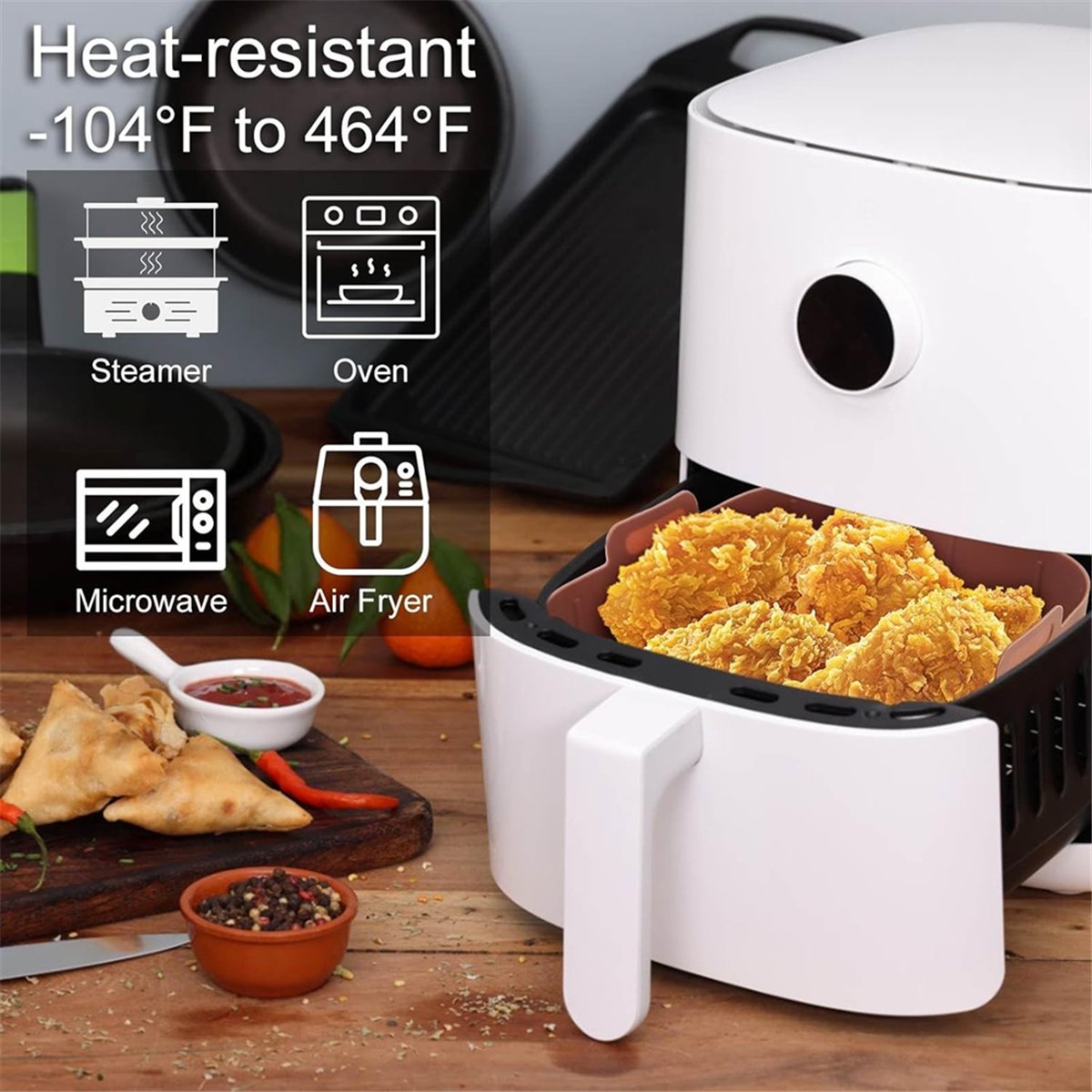 M10K 3 個エアフライヤーシリコンライナー正方形エアフラ - Air Fryer Silicone Pot Liner のレビューと価格
