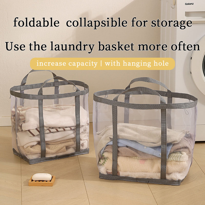 メッシュランドリーバスケットナイロンハンドル付き通気性折りた - Laundry のレビューと価格