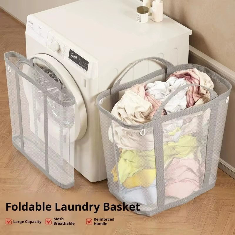 メッシュランドリーバスケットナイロンハンドル付き通気性折りた - Laundry のレビューと価格