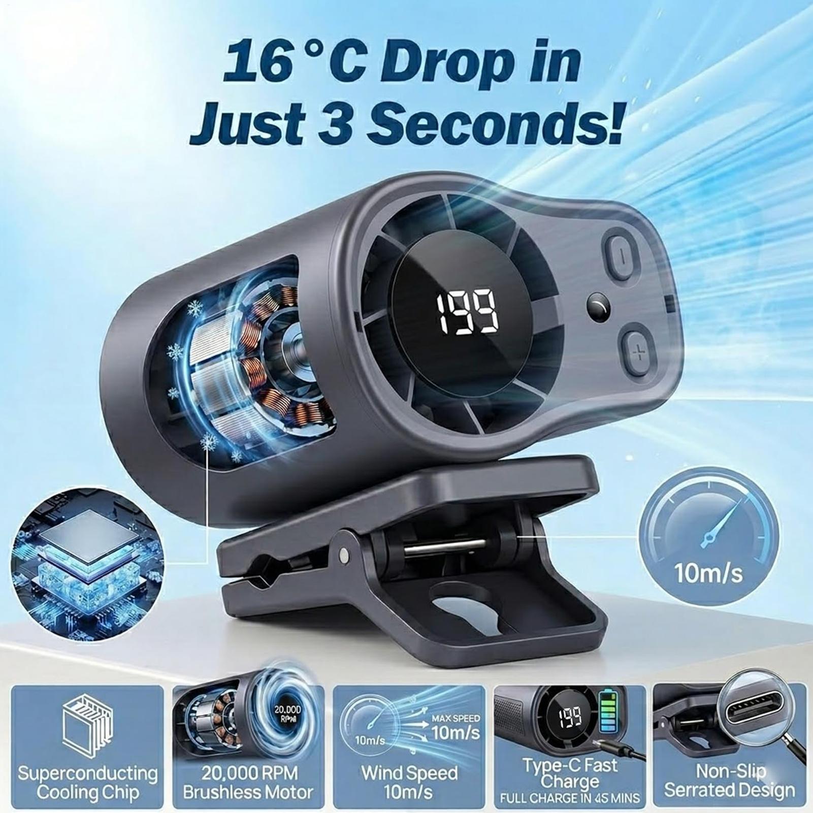 3段階風量調節USB充電式半導体冷却ファン、360度回転クリ - Portable Blender Usb Rechargeable のレビューと価格