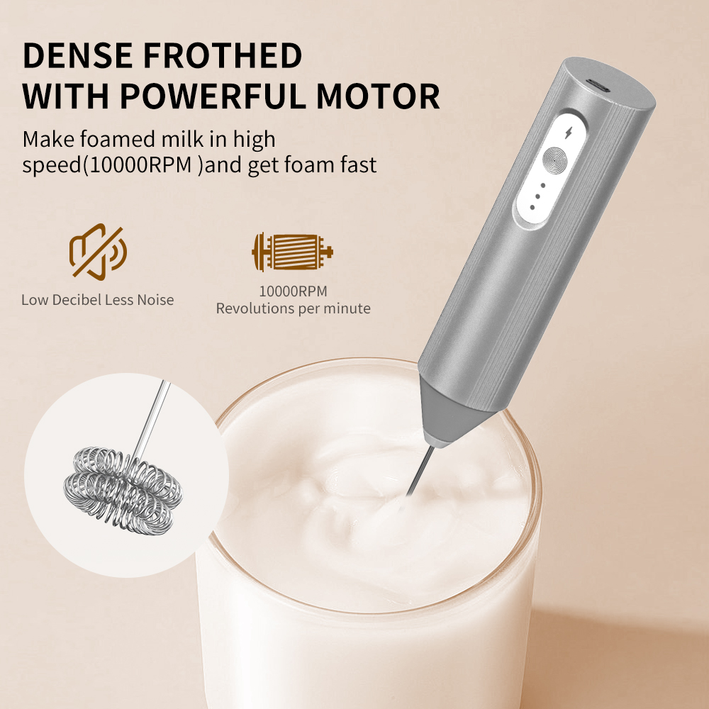 Cliton 電気メッキシルバー USB-C 充電式 3段階 - Electric Milk Frother Handheld のレビューと価格