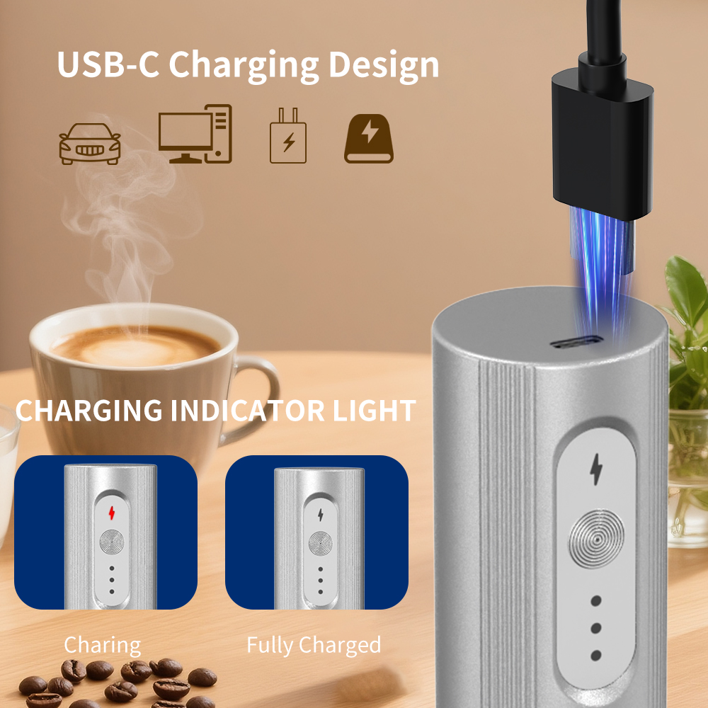 Cliton 電気メッキシルバー USB-C 充電式 3段階 - Electric Milk Frother Handheld のレビューと価格