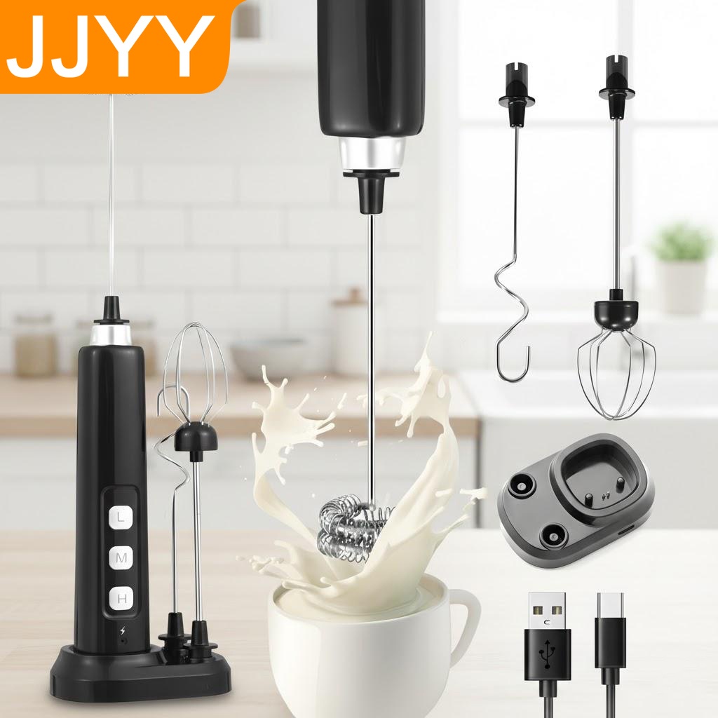 USB充電式ハンドヘルドミルクフォーマー、3段階速度調整付き - Electric Milk Frother Handheld のレビューと価格
